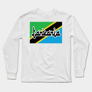 Flag of Tanzania, Africa | Arabic Style Script Font Long Sleeve T-Shirt